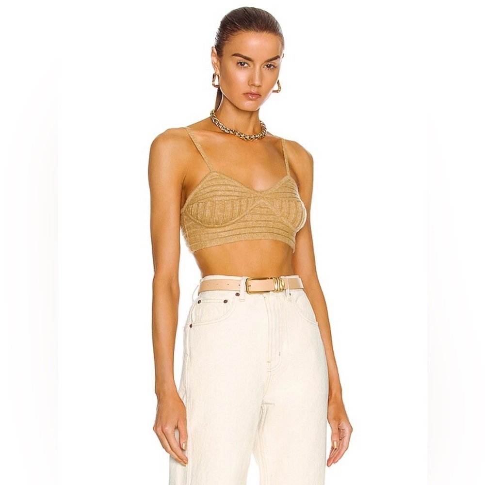 Jonathan Simkhai Ember Wool Blend Bralette in Camel Size XS NWT